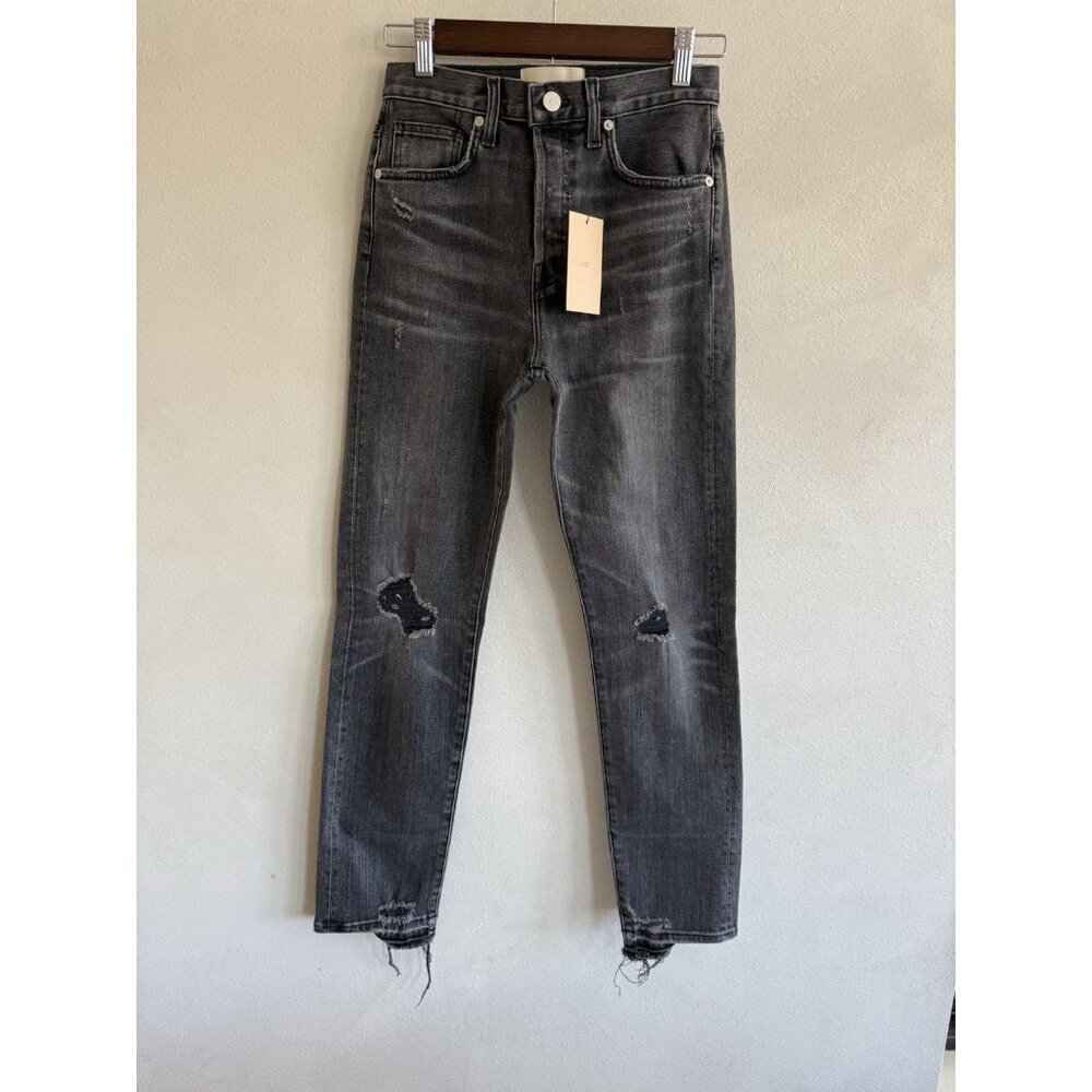 $260 CQY DESIGNER JAPANESE DENIM HIGH RISE Vintage Slim Gray JEANS Women’s 25